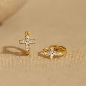 18k Gold Hoop <b>Earrings</b>-Statement Sparkle Duo - Product Image 5