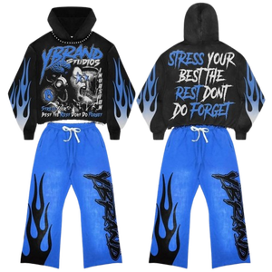 Ensemble de survêtement unisexe personnalisé pour la rue, jogging, lavage à l'acide, 3D pour Y2K, ensemble de sweat-shirt à fermeture éclair - Product Image 1