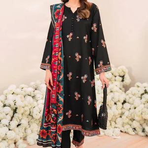 Los mejores vestidos de fiesta de invierno de lino con estampado ligero sin costuras de 3 piezas de Salwar Kameez indio paquistaní, ropa de mujer de alta calidad - Product Image 3