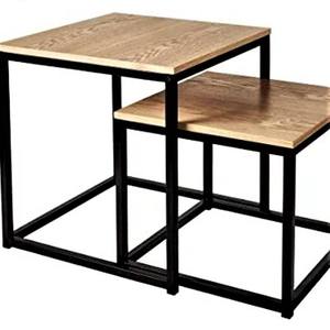 Ensemble de 3 tables d'appoint rectangulaires en métal Design industriel pour meubles de maison pour salon et chambre à coucher Tables basses - Product Image 3