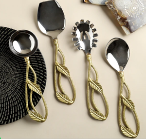 Ustensiles de cuisine les plus vendus Design à la mode outils de service poignée décorative accessoires de salle à manger en métal ensembles de couverts finis modernes - Product Image 1