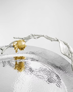 Nueva Bandeja Ovalada de Almacenamiento y Servicio de Acero Inoxidable, Ecológica, de Lujo y Estilo Contemporáneo, en Color Plata y Dorado, con Asa - Product Image 2