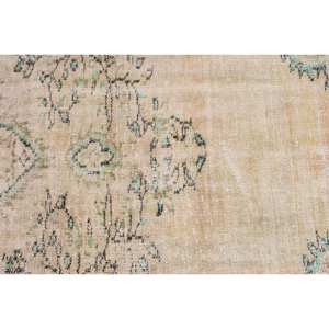 พรมขนสัตว์สีเบจสีเขียววินเทจ4.2ft สี่เหลี่ยมผืนผ้าตุรกีทำด้วยมือพรมยางรองหลังสำหรับห้องนั่งเล่นวัยรุ่นเย็บปะติดปะต่อกัน - Product Image 5