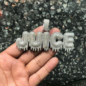 5 bijoux personnalisés Hiphop pendentif en diamant Hip Hop en or 10kt, pendentif personnalisé Hip Hop 20x40mm cadeau en argent pour lui pendentif en diamant - Product Image 1