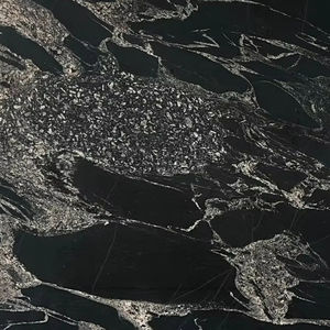 แผ่นหินแกรนิตขัดเงาสีดำลายคลื่นทันสมัย พร้อมลายคลื่นหรูหราสำหรับใช้เป็นเคาน์เตอร์ในอพาร์ตเมนต์ - Product Image 1