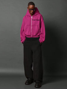 Fabricants de sweats à capuche personnalisés de haute qualité, sweats à capuche en molleton français lourd, à fermeture éclair, courts et amples pour hommes, vêtements d'hiver - Product Image 4