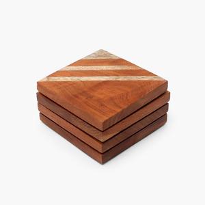 Posavasos de madera cuadrados y redondos naturales Material de resina Accesorio para el hogar y el restaurante Hecho a mano en la India - Product Image 4