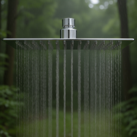Pommeau de douche carré HM 20x20 cm en acier inoxydable ultra-mince 1,2 mm, effet pluie haute pression, anti-calcaire, minimaliste, chromé