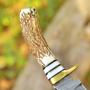 Nouveauté 2025 PRESTIGE BLADES Couteau de chasse et à désosser à pointe tombante en acier Damas fait main, manche personnalisable OEM, crochet à dépecer - Product Image 3