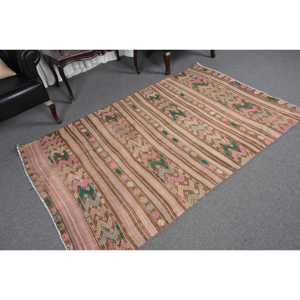 Turkish Area Rug 4.3x6.8 ft, <b>Brown</b> Oriental Vintage <b>Wool</b> Rug - Product Image 5