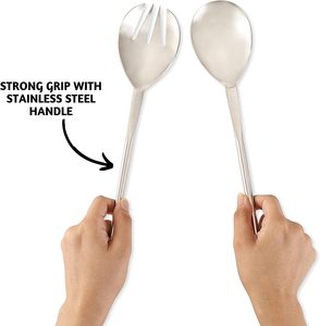 Poignée en cuivre unique en acier inoxydable, poli miroir, cuillère de service à salade, fourchette, ensembles de serveurs, poignée en cuivre écologique de meilleure conception - Product Image 4