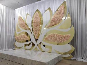 ฉากหลังอะคริลิครูปดอกไม้หรูหราทันสมัยแผงทองตกแต่งเวทีงานแต่งงานมาใหม่สำหรับตกแต่งงานอีเว้นท์ - Product Image 4