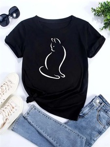 เสื้อยืดแขนสั้นพิมพ์ลายหัวใจแมวน่ารักใหม่สำหรับผู้หญิงเสื้อผ้าลำลองสำหรับฤดูร้อนเสื้อผ้าสตรีทแวร์ลายการ์ตูนเสื้อผ้า Y2k - Product Image 6