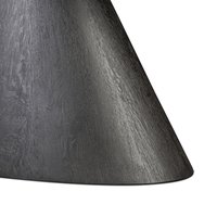 Table de salle à manger de cuisine à domicile, nouvelle et tendance, en bois de manguier massif, finition mate, couleur noire, surface lisse, forme ovale, base conique
