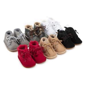 Newborn-Girl Boy-<b>shoes</b> Fleeced-Winter Warmed-Anti-slip Leather Baby-<b>Shoes</b> With Lace-Up - Product Image 4