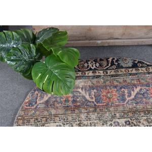 พรมขนแกะตุรกีสีเบจ4x4ft วินเทจแบบคลาสสิกงานปะติดพื้นที่ขนาดใหญ่งานเย็บปะติดแบบนามธรรมสี่เหลี่ยมสำหรับห้องวัยรุ่นห้องโถงน้ำยาง - Product Image 5