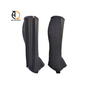 Polainas de Montar a Caballo de Cuero Genuino Transpirables para Hombre con Cremallera Recta, Polainas Grises de Media Pierna, Talla Grande, Color Sólido - Product Image 1