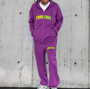 Survêtement de haute qualité à capuche, style streetwear, ourlet brut, sweat-shirt d'hiver, coton ample, imprimé personnalisé, polaire uni, survêtement pour homme - Product Image 3