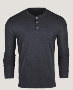 <b>Top</b> Quality 100% Cotton Knitted Men's T-Shirts customise mens <b>white</b> henley long sleeve - Product Image 1