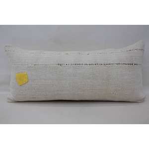 Oreiller de traversin lavable amovible et antidérapant en laine blanche brodée de style floral vintage Kantha 16x36 pouces tissé - Product Image 1