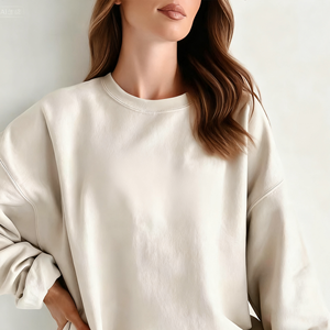 Sudadera de Cuello Redondo Extra Grande para Mujer, de Invierno, Tejida, de Algodón y Felpa, con Bordado de Doble Cara, de Alta Calidad, Personalizada, 2025 - Product Image 2