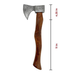 Hache décorative en acier de Damas d'inspiration viking, tête en acier à motif artisanal avec manche en bois poli pour collection et exposition - Product Image 2
