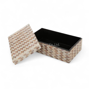 Boîte à bijoux artisanale en nacre, boîte de rangement en incrustation de coquillages pour la décoration de la maison de luxe et les cadeaux - Product Image 3