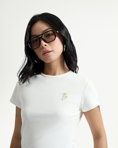Camiseta Casual de Verano para Mujer, Manga Corta, Cuello Redondo, Bordado, Corte Regular, 100% Algodón, Secado Rápido, Transpirable, Color Sólido, Routine VN - Product Image 1