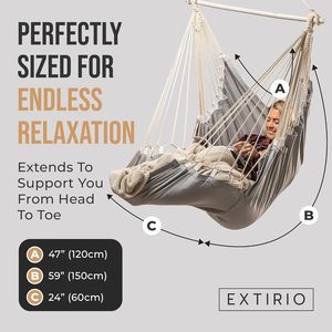 <span class=keywords><strong>Chaise</strong></span> suspendue de camping <span class=keywords><strong>avec</strong></span> <span class=keywords><strong>repose</strong></span>-pieds pour intérieur et extérieur, quincaillerie durable et 2 coussins en peluche pour un soutien complet du corps - Product Image 2