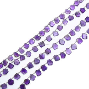 Venta al por mayor Lote Natural Púrpura Amatista Rebanada Suave Forma 8 Pulgadas 10X8 A 11X9 MM Cuentas de piedras preciosas Hilo para la fabricación de joyas - Product Image 2