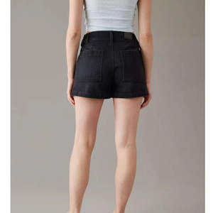 Customized Color Boyfriend Fashion Wholesale Ladies Sexy Waist <b>Jeans</b> for <b>Women's</b> Cotton Double Button Plain Hem Denim Shorts - Product Image 6