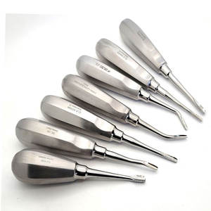 Elevadores dentales de punta de raíz, 7 Uds., puntas dentadas rectas manuales de acero inoxidable Ce, Kit de cirugía alemana de clase II, odontología - Product Image 1