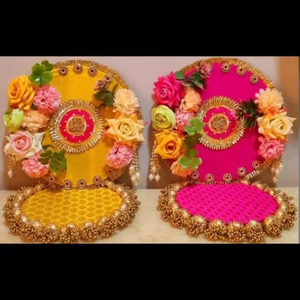 Multicolor <b>Gota</b> Patti, Pom Pom Rangoli Tealight Festive Home Decoration Housewarming Return Gift Rangoli Diwali Candle Holder - Product Image 1