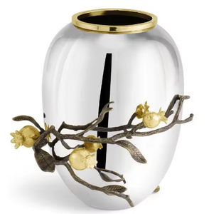 Florero único de lujo para el hogar restaurante decorativo plata acabado forma cilíndrica Mesa Metal maceta Decoración de mesa - Product Image 4