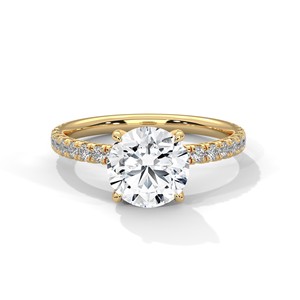 2.0ct Round Brilliant Cut Moissanite Solitaire <b>Ring</b> with Pave Set Band <b>925</b> Sterling <b>Silver</b> - Product Image 1