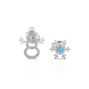 Boucles d'oreilles pendantes en argent sterling Jeulia Merry Christmas Snowman and Snowflake - Product Image 1
