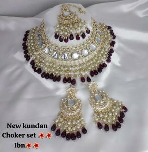 Conjunto de joyas chapadas en oro Kundan tradicional indio y conjunto de collar de cobre para mujeres y niñas accesorios indios joyería Mujer - Product Image 2