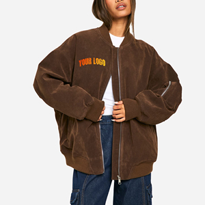 Chaqueta universitaria de cuero pesado para mujer, chaqueta universitaria de invierno de gran tamaño con logotipo bordado de chenilla personalizado - Product Image 4