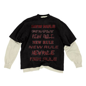 Camisetas de algodón de doble manga para hombre, personalizables con estampado DTG y lavado ácido, estilo jersey. - Product Image 1