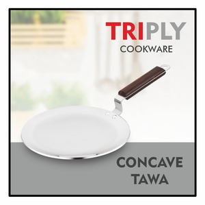 Poêle Maxfresh Triply Concave avec manche en bois de rose, ustensiles écologiques, design moderne et luxueux, en acier inoxydable non revêtu - Product Image 3