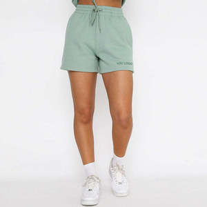 Venta al por mayor de ropa deportiva informal con bolsillo y cintura alta con logotipo personalizado para mujer, pantalones cortos para mujer - Product Image 5