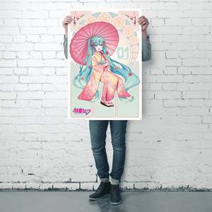 Póster de Anime de Hatsune Miku en Kimono de Sakura - Product Image 5