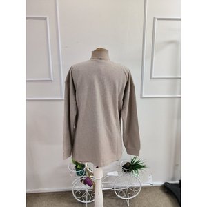 Chemise à manches longues en waffle à col en V pour femme, 38575 - Beige - Product Image 6
