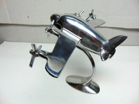 Modèle d'avion vintage Art Déco en aluminium avec hélices, sculpture de table, objet de collection, décoration d'intérieur, artisanat métallique de haute qualité
