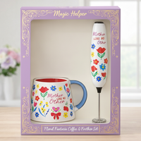 Kaffeetassen-Set Blumenmuster Keramiktasse mit Milchaufschäumer Geschenkset zum Muttertag Heim-Kaffee Großhandel