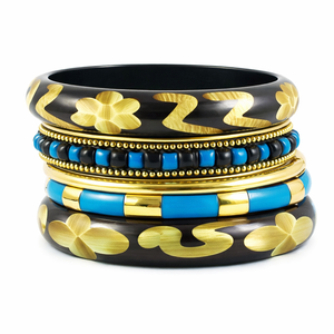 Bracelet manchette tendance multicolore fait main style vintage avec touche antique - Product Image 1