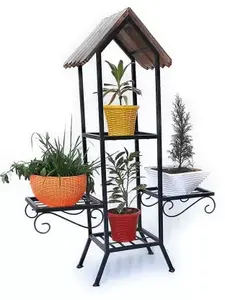 Support de plantes en métal, Look Premium, rond, Pot de fleurs, support de plantes d'intérieur et d'extérieur, décoration de la maison, support de fleurs dorées - Product Image 6