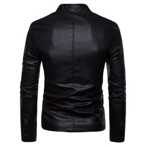 Autumn Winter New Solid Color Fashion Long Sleeve Natural <b>Leather</b> Man High Street Round Neck Zipper Pockets All-match <b>Coat</b> - Product Image 4