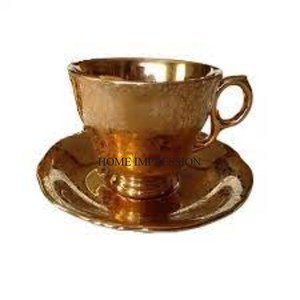 Arte creativo moderno, diseño único, aspecto atractivo, tazas y platillos de té de latón chapados en Color plateado, venta al por mayor, venta al por mayor - Product Image 4