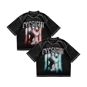 T-shirts graphiques Y2KTee, t-shirts vintage surdimensionnés, streetwear décontracté, t-shirts à manches longues à double couche délavés à l'acide pour hommes - Product Image 1